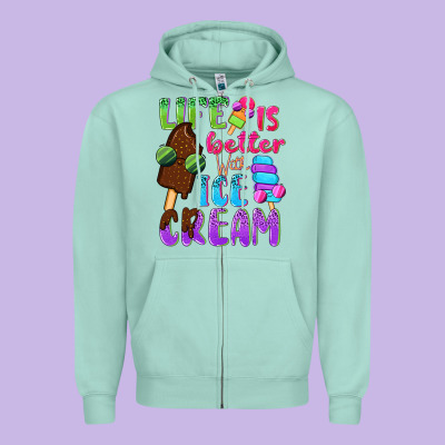 Life Is Better With Ice Cream Zipper Hoodie Designed By Nancycooperartshop