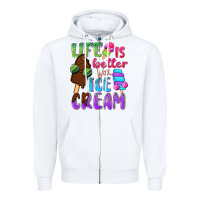 White Life is better with ice cream Zipper Hoodie - NancyCooperArtShop