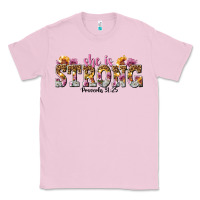 Bubblegum Pink she is strong proverbs 31 25 Classic Tee - NancyCooperArtShop