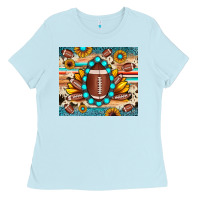 Baby Blue football cowhide sunflower Ladies Tee - JahusDesignShop