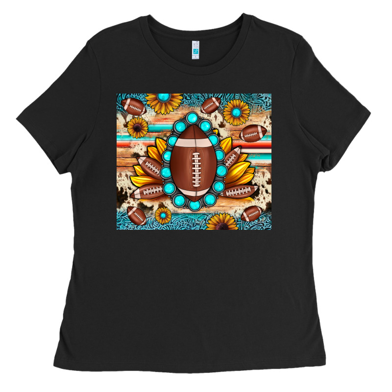 Football Cowhide Sunflower Ladies Tee by JahusDesignShop | Teevron