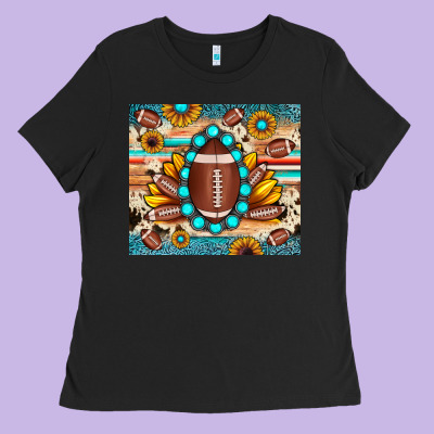 Football Cowhide Sunflower Ladies Tee Designed By Jahusdesignshop