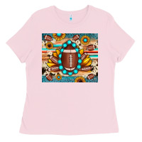 Bubblegum Pink football cowhide sunflower Ladies Tee - JahusDesignShop