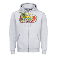 Heather Grey summer vibes Zipper Hoodie - NancyCooperArtShop