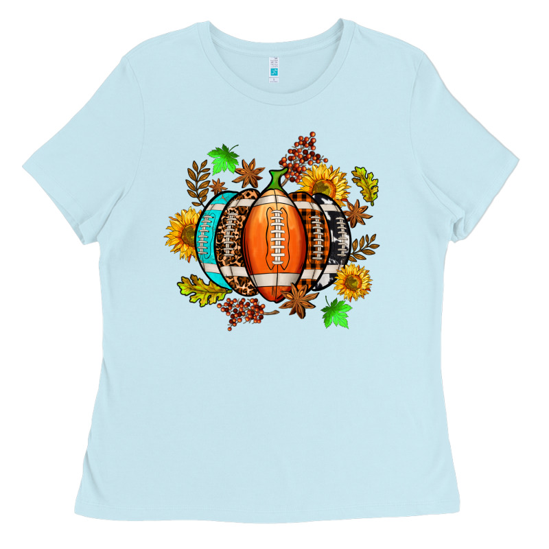 Fall Football Sunflower And Fall Ladies Tee by AdoDesignShop | Teevron