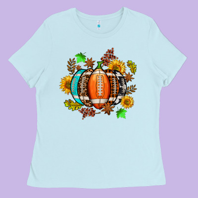 Fall Football Sunflower And Fall Ladies Tee Designed By Adodesignshop