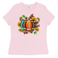 Bubblegum Pink fall football sunflower and fall Ladies Tee - AdoDesignShop