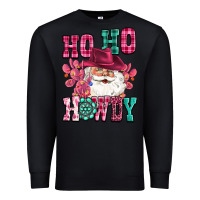 Black ho ho howdy santa pink christmas Premium Sweatshirt - CowGirlArtShop