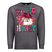 Charcoal Heather ho ho howdy santa pink christmas Premium Sweatshirt - CowGirlArtShop