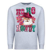 Heather Grey ho ho howdy santa pink christmas Premium Sweatshirt - CowGirlArtShop