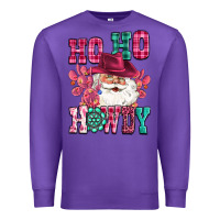 Purple ho ho howdy santa pink christmas Premium Sweatshirt - CowGirlArtShop