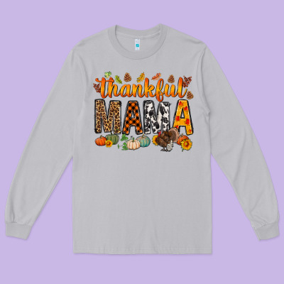 Thankful Mama Bbs Long Sleeve Tee Designed By Bundleandbundleshop