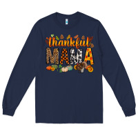 Navy thankful mama bbs Long Sleeve Tee - BundleAndBundleShop