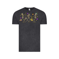 Vintage Black dancing skeletons mardi gras Vintage Tee - MaliasSmallBusiness