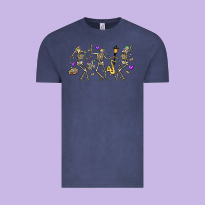 Dancing Skeletons Mardi Gras Vintage Tee Designed By Maliassmallbusiness