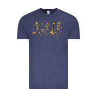 Vintage Denim dancing skeletons mardi gras Vintage Tee - MaliasSmallBusiness