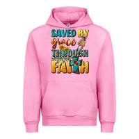 Fuchsia Pink saved by grace through faith Urban Hoodie - BundleAndBundleShop