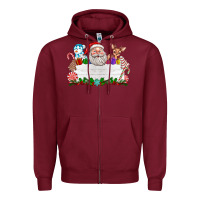 Burgundy custom name christmas Zipper Hoodie - texasbilliewilder