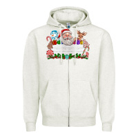 Oatmeal Heather custom name christmas Zipper Hoodie - texasbilliewilder