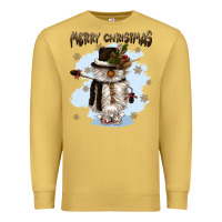 Antique Gold merry christmas snowman Premium Sweatshirt - CowGirlArtShop