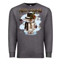 Charcoal Heather merry christmas snowman Premium Sweatshirt - CowGirlArtShop
