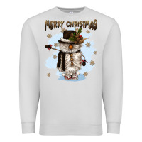 Dove Grey merry christmas snowman Premium Sweatshirt - CowGirlArtShop