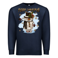 Navy merry christmas snowman Premium Sweatshirt - CowGirlArtShop