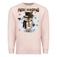 Pale Pink merry christmas snowman Premium Sweatshirt - CowGirlArtShop
