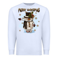 White merry christmas snowman Premium Sweatshirt - CowGirlArtShop