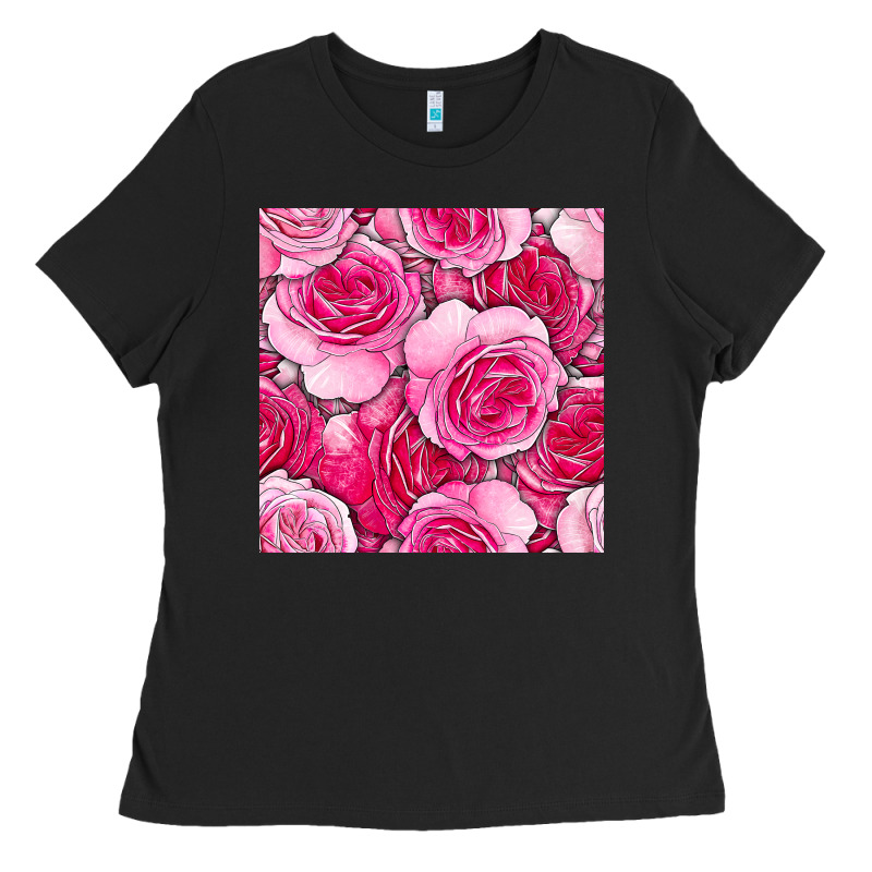 Valentines Day All Dress Up Roses Seamless Pattern Ladies Tee by BundleAndBundleShop | Teevron