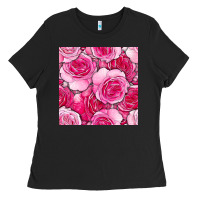 Black valentines day all dress up roses seamless pattern Ladies Tee - BundleAndBundleShop