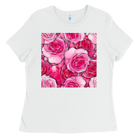 White valentines day all dress up roses seamless pattern Ladies Tee - BundleAndBundleShop