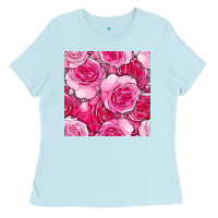 Baby Blue valentines day all dress up roses seamless pattern Ladies Tee - BundleAndBundleShop