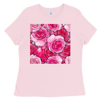 Bubblegum Pink valentines day all dress up roses seamless pattern Ladies Tee - BundleAndBundleShop