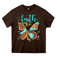 Chocolate Brown faith leopard butterfly Heavy Core Tee - JahusDesignShop