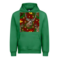 Emerald christmas deer and bell seamless pattern Urban Hoodie - BundleAndBundleShop