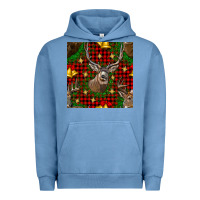 Pigment Pebble Blue christmas deer and bell seamless pattern Urban Hoodie - BundleAndBundleShop