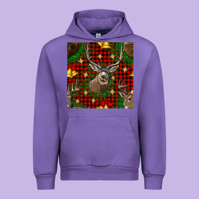Christmas Deer And Bell Seamless Pattern Urban Hoodie Designed By Bundleandbundleshop