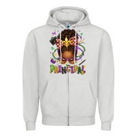 Dove Grey mardi gras principal afro messy bun Zipper Hoodie - texasbilliewilder