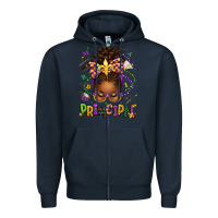 Navy mardi gras principal afro messy bun Zipper Hoodie - texasbilliewilder