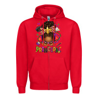 Red mardi gras principal afro messy bun Zipper Hoodie - texasbilliewilder