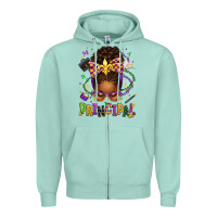 Seafoam mardi gras principal afro messy bun Zipper Hoodie - texasbilliewilder