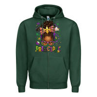 Sports Green mardi gras principal afro messy bun Zipper Hoodie - texasbilliewilder