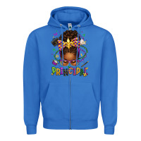 True Royal mardi gras principal afro messy bun Zipper Hoodie - texasbilliewilder