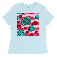 Baby Blue valentines day turquoise gemstone  and hearts Ladies Tee - BundleAndBundleShop