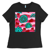 Black valentines day turquoise gemstone  and hearts Ladies Tee - BundleAndBundleShop