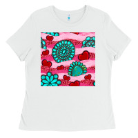 White valentines day turquoise gemstone  and hearts Ladies Tee - BundleAndBundleShop
