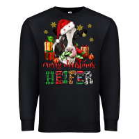 Black merry christmas heifer cow Premium Sweatshirt - CowGirlArtShop