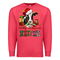 Cardinal merry christmas heifer cow Premium Sweatshirt - CowGirlArtShop