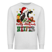 Oatmeal Heather merry christmas heifer cow Premium Sweatshirt - CowGirlArtShop